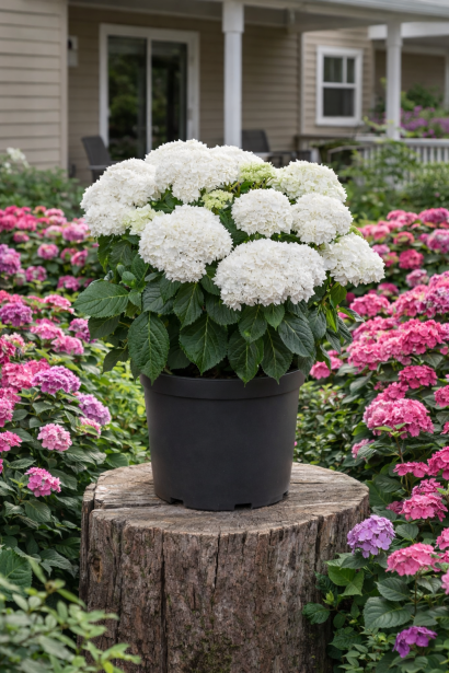 Hydrangea Fredo в контейнере